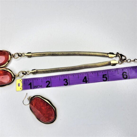 Red Cabochon Stone Necklace - Picture 7 of 11